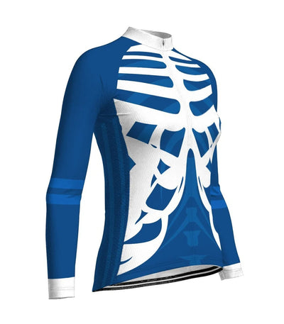 Custom Blue Women's Winter Thermal Fleece Cycling Jersey Long Sleeve