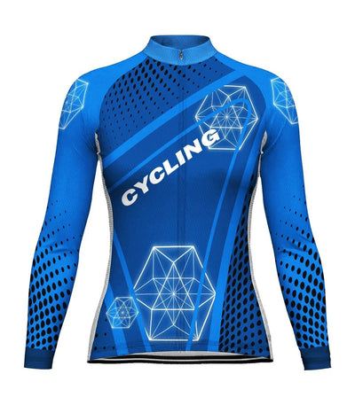 Personalize Blue Women's Cycling Jersey Long Sleeve