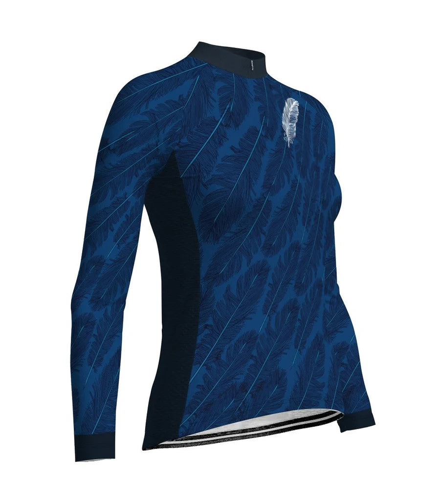 Personalize Blue Women's Cycling Jersey Long Sleeve