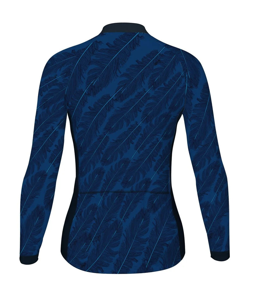 Personalize Blue Women's Cycling Jersey Long Sleeve