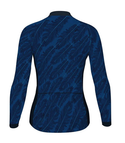 Custom Blue Women's Winter Thermal Fleece Cycling Jersey Long Sleeve