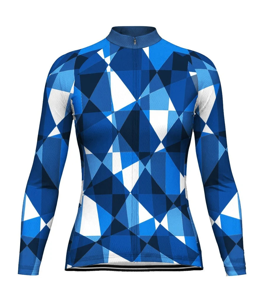 Personalize Blue Women's Cycling Jersey Long Sleeve