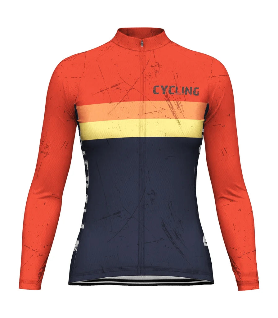 Personalize Vintage Women's Cycling Jersey Long Sleeve
