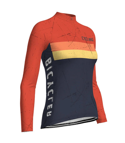 Personalize Vintage Women's Cycling Jersey Long Sleeve