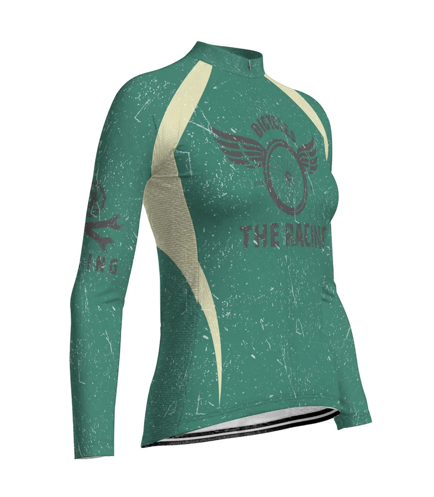 Personalize Vintage Women's Cycling Jersey Long Sleeve