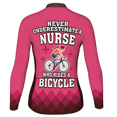Personalize Nurse Women's Winter Thermal Fleece Cycling Jersey Long Sleeve