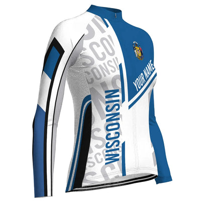 Personalize Wisconsin Women's Winter Thermal Fleece Cycling Jersey Long Sleeve
