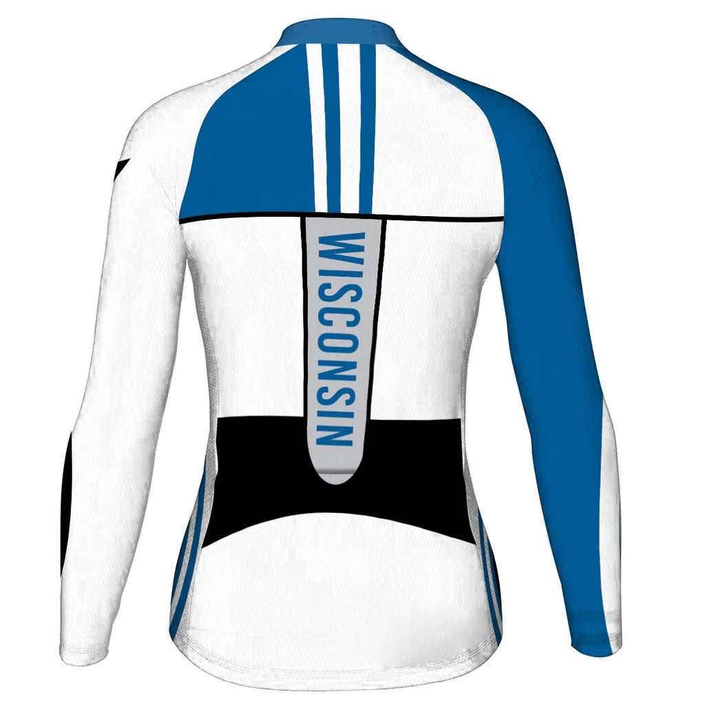 Personalize Wisconsin Women's Winter Thermal Fleece Cycling Jersey Long Sleeve