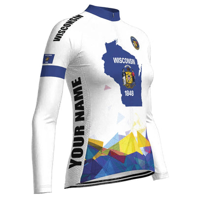 Personalize Wisconsin Women's Winter Thermal Fleece Cycling Jersey Long Sleeve