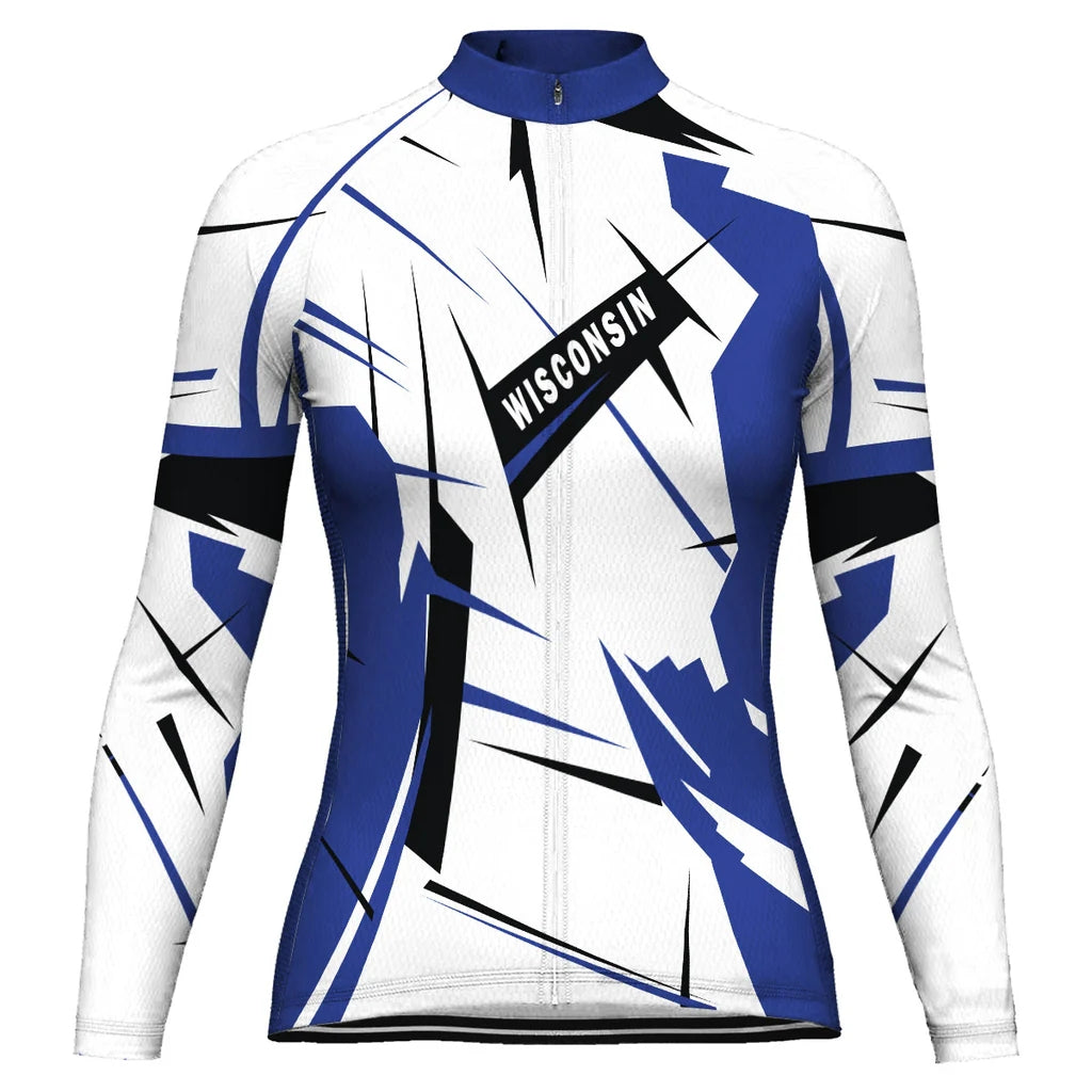 Personalize Wisconsin Women's Winter Thermal Fleece Cycling Jersey Long Sleeve