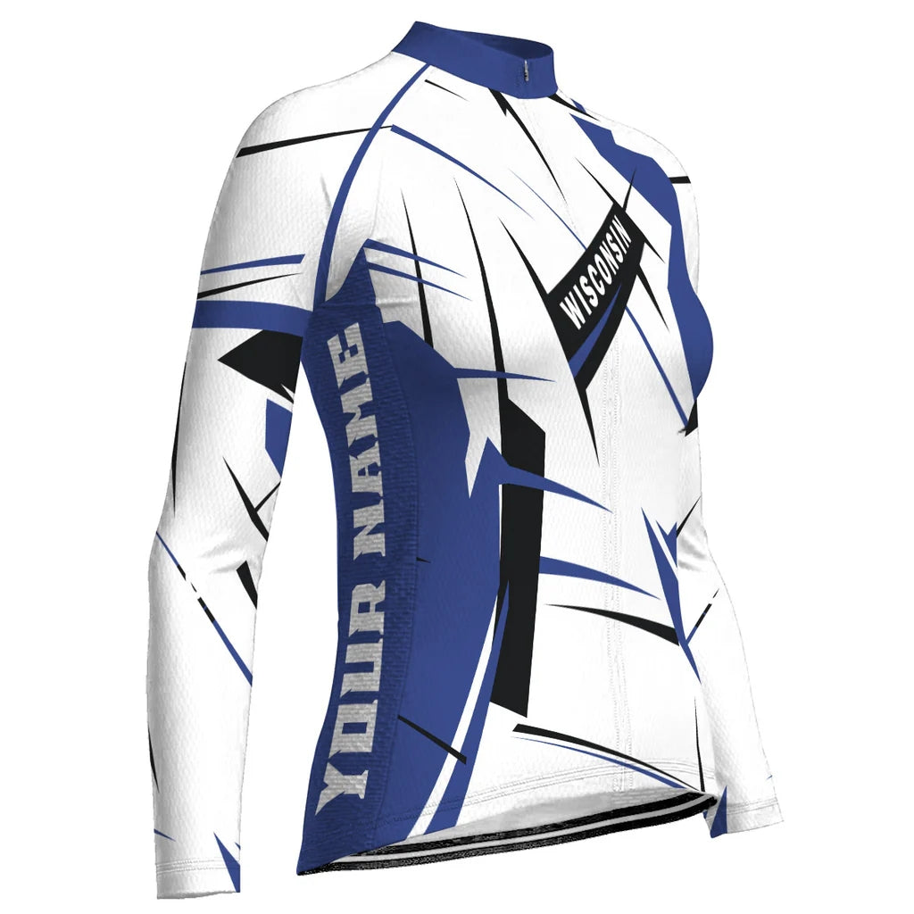 Personalize Wisconsin Women's Winter Thermal Fleece Cycling Jersey Long Sleeve