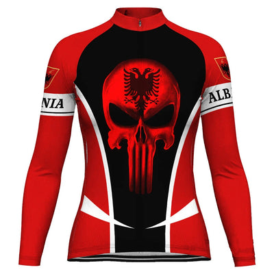 Custom Albania Women's Winter Thermal Fleece Cycling Jersey Long Sleeve