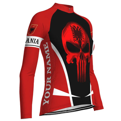 Custom Albania Women's Winter Thermal Fleece Cycling Jersey Long Sleeve