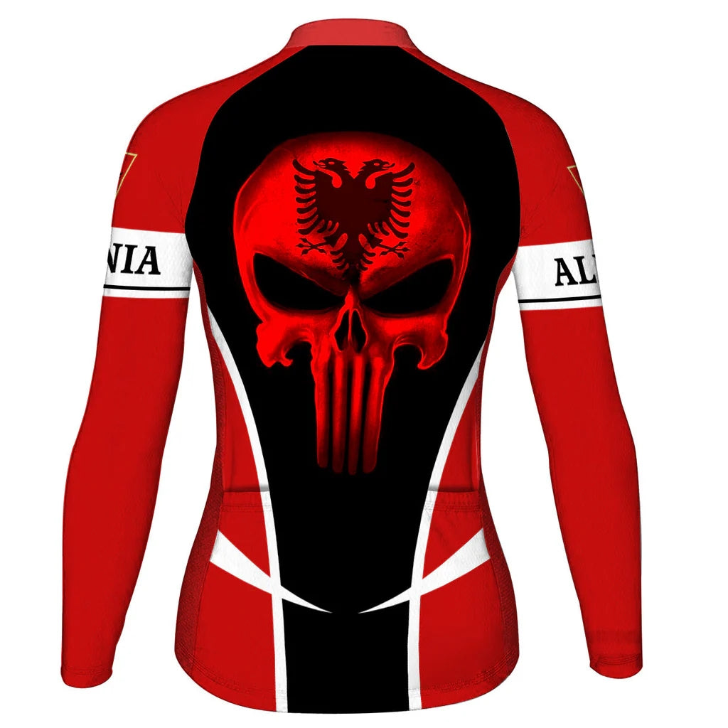 Custom Albania Women's Winter Thermal Fleece Cycling Jersey Long Sleeve