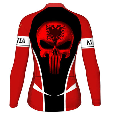 Custom Albania Women's Winter Thermal Fleece Cycling Jersey Long Sleeve