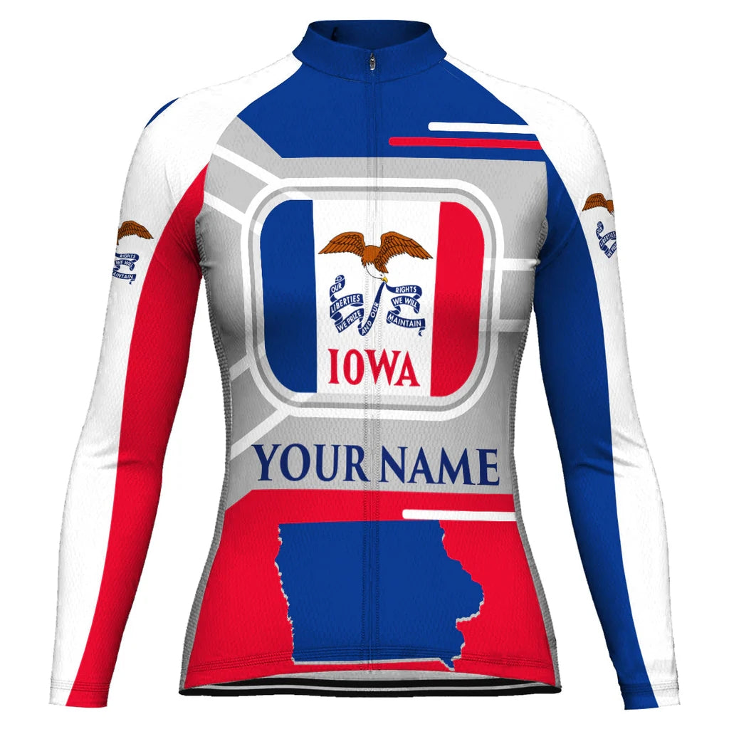 Customize Iowa Women's Winter Thermal Fleece Cycling Jersey Long Sleeve