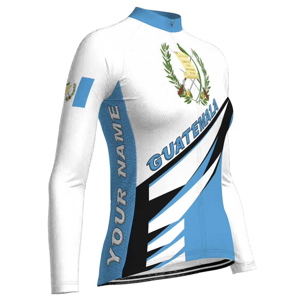Customize Guatemala Women's Winter Thermal Fleece Cycling Jersey Long Sleeve