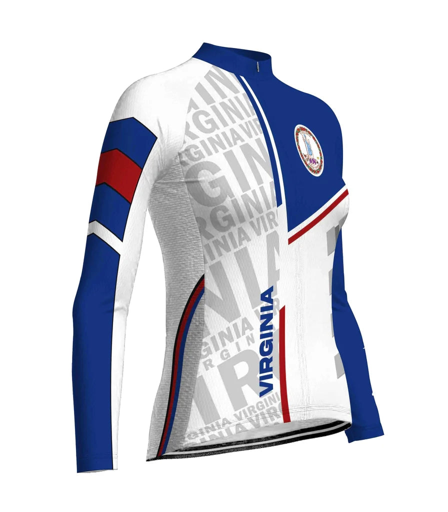 Customized Virginia Women's Thermal Fleece Cycling Jersey Long Sleeve
