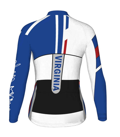 Customized Virginia Women's Thermal Fleece Cycling Jersey Long Sleeve