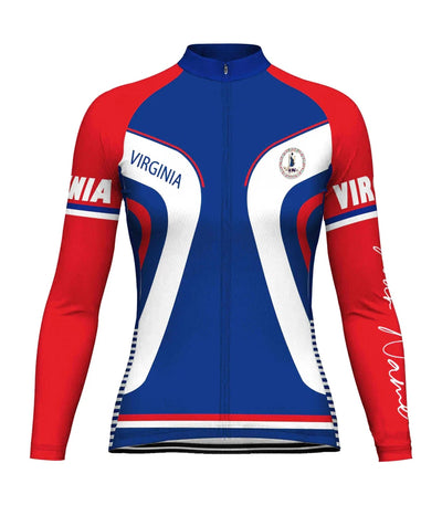 Customized Virginia Women's Thermal Fleece Cycling Jersey Long Sleeve