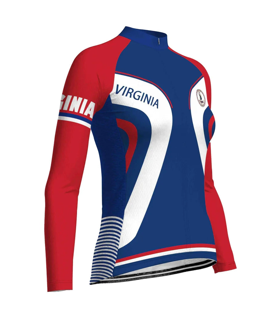 Customized Virginia Women's Thermal Fleece Cycling Jersey Long Sleeve