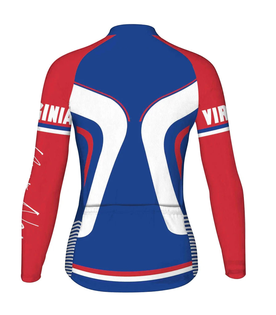 Customized Virginia Women's Thermal Fleece Cycling Jersey Long Sleeve