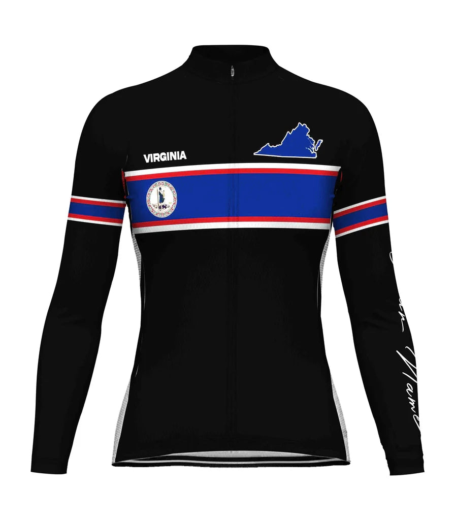 Customized Virginia Women's Thermal Fleece Cycling Jersey Long Sleeve