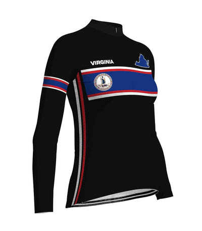 Customized Virginia Women's Thermal Fleece Cycling Jersey Long Sleeve