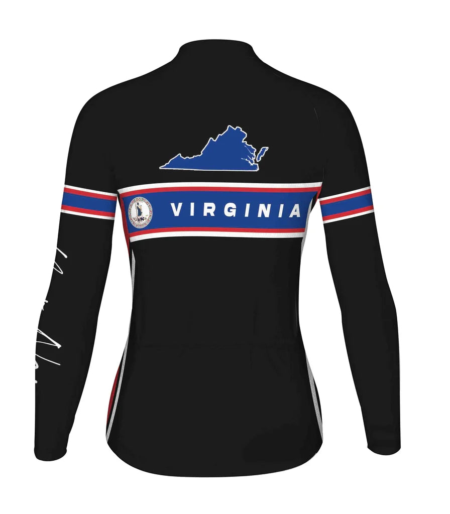 Customized Virginia Women's Thermal Fleece Cycling Jersey Long Sleeve