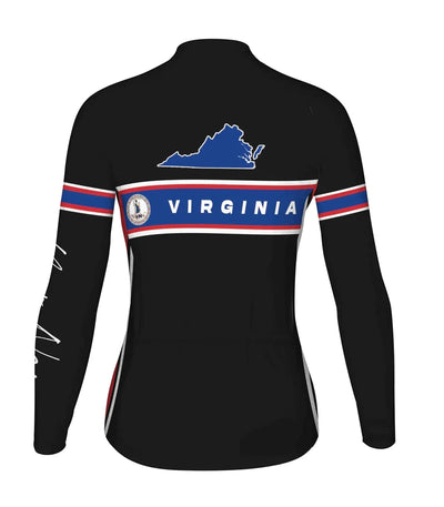 Customized Virginia Women's Thermal Fleece Cycling Jersey Long Sleeve