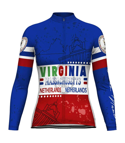 Customized Virginia Women's Thermal Fleece Cycling Jersey Long Sleeve