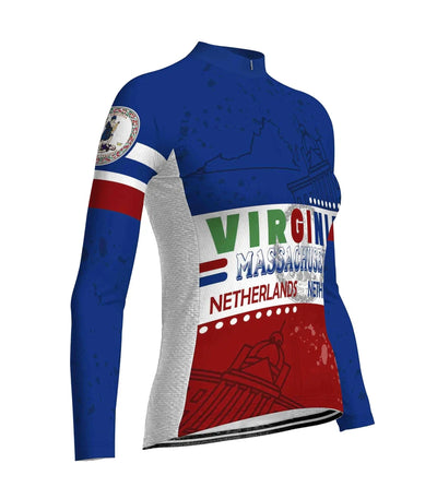 Customized Virginia Women's Thermal Fleece Cycling Jersey Long Sleeve