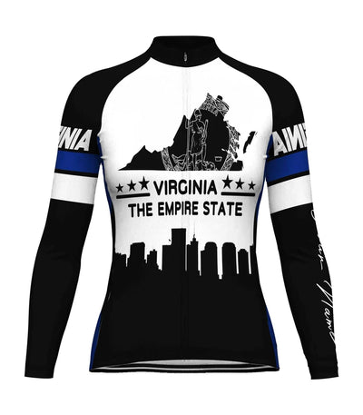 Customized Virginia Women's Thermal Fleece Cycling Jersey Long Sleeve