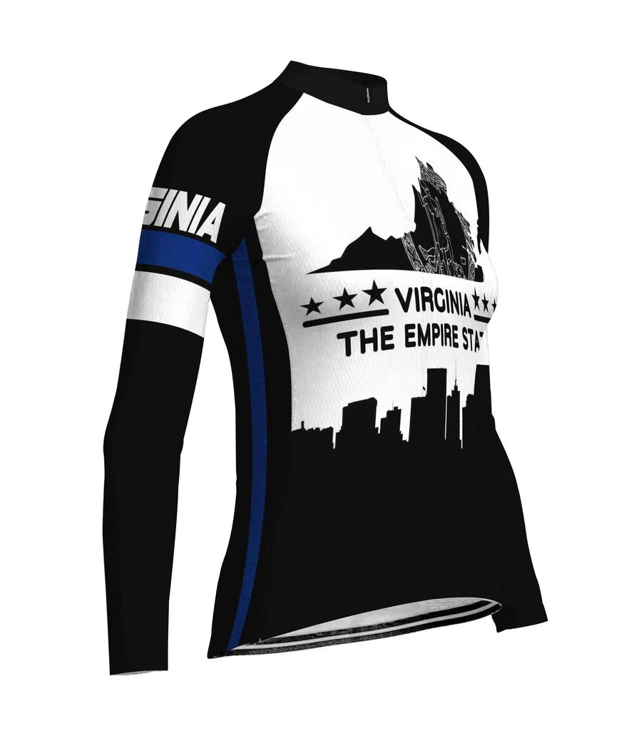Customized Virginia Women's Thermal Fleece Cycling Jersey Long Sleeve