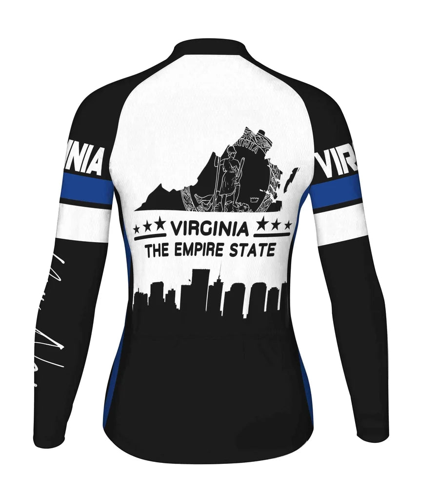 Customized Virginia Women's Thermal Fleece Cycling Jersey Long Sleeve