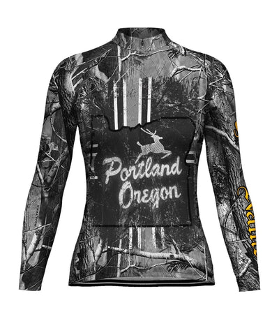 Customized Portland Women's Thermal Fleece Cycling Jersey Long Sleeve
