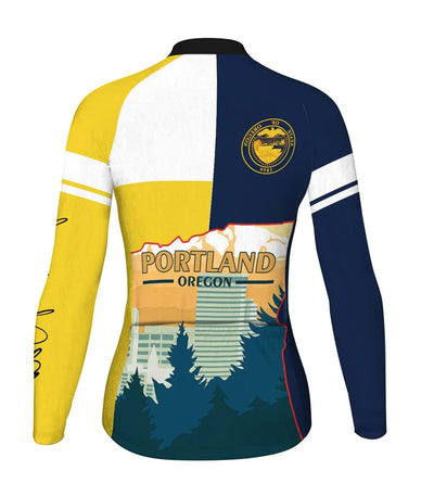 Customized Portland Women's Thermal Fleece Cycling Jersey Long Sleeve