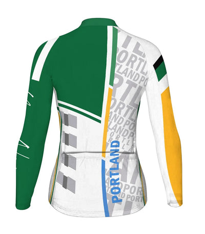 Customized Portland Women's Thermal Fleece Cycling Jersey Long Sleeve