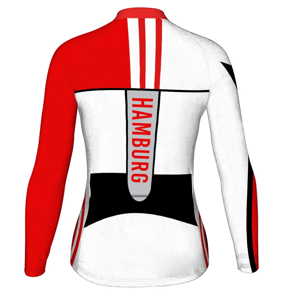 Customized Hamburg Women's Thermal Fleece Cycling Jersey Long Sleeve