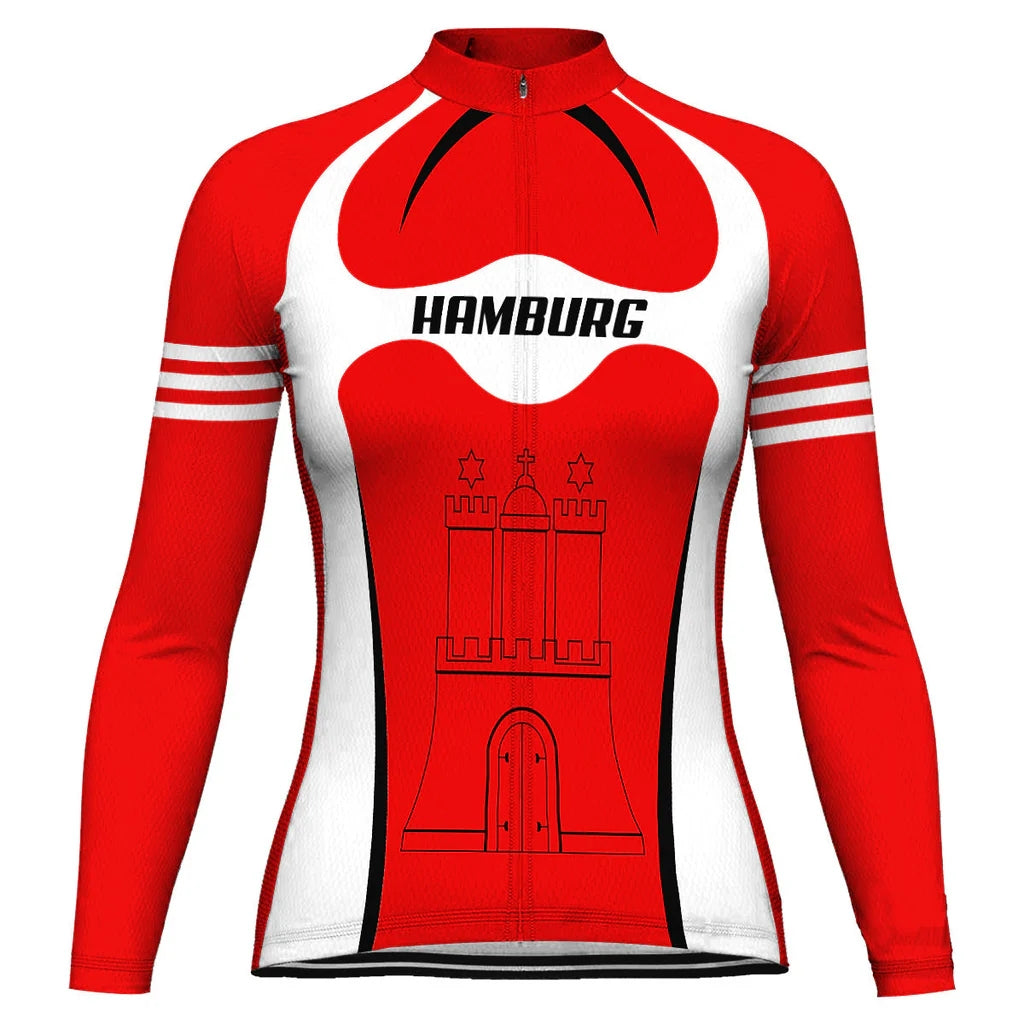 Customized Hamburg Women's Thermal Fleece Cycling Jersey Long Sleeve
