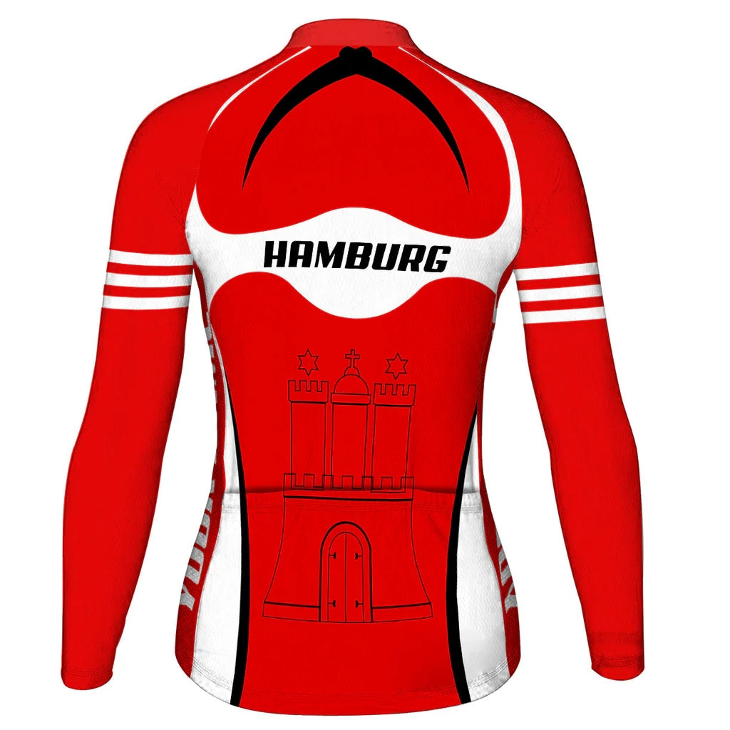 Customized Hamburg Women's Thermal Fleece Cycling Jersey Long Sleeve