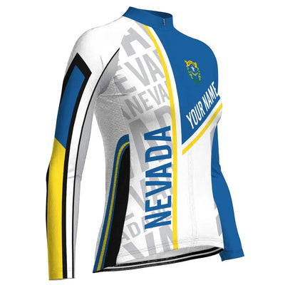 Personalized Nevada Women's Winter Thermal Fleece Cycling Jersey Long Sleeve