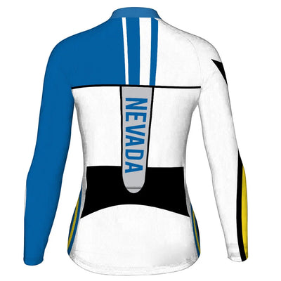 Personalized Nevada Women's Winter Thermal Fleece Cycling Jersey Long Sleeve