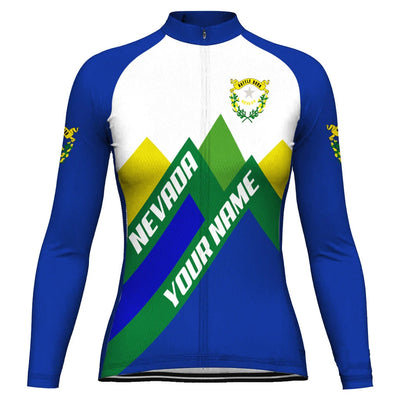 Personalized Nevada Women's Winter Thermal Fleece Cycling Jersey Long Sleeve