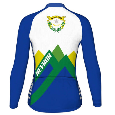 Personalized Nevada Women's Winter Thermal Fleece Cycling Jersey Long Sleeve