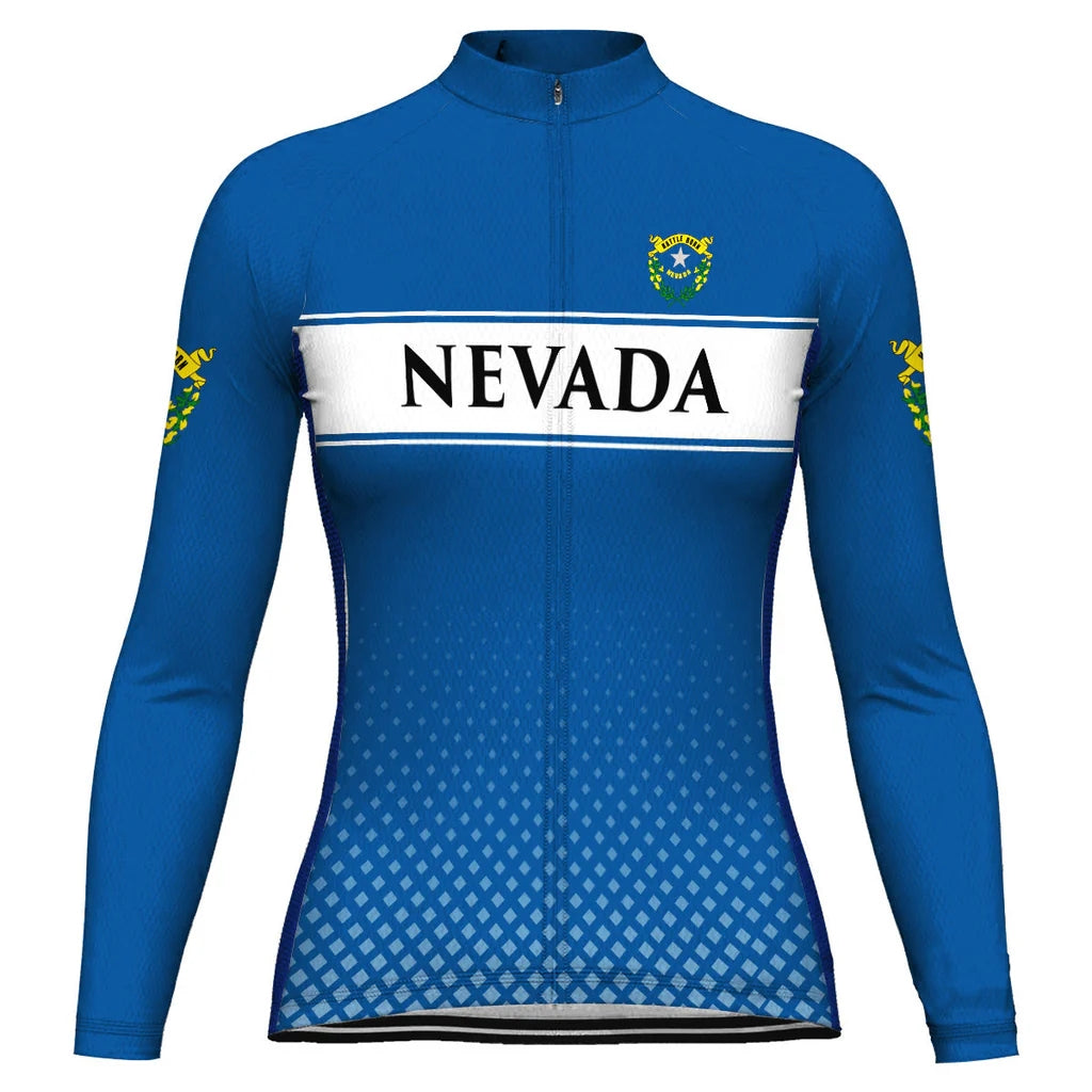 Personalized Nevada Women's Winter Thermal Fleece Cycling Jersey Long Sleeve