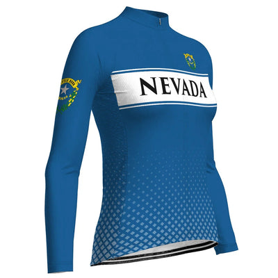 Personalized Nevada Women's Winter Thermal Fleece Cycling Jersey Long Sleeve