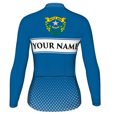 Personalized Nevada Women's Winter Thermal Fleece Cycling Jersey Long Sleeve