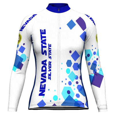 Personalized Nevada Women's Winter Thermal Fleece Cycling Jersey Long Sleeve