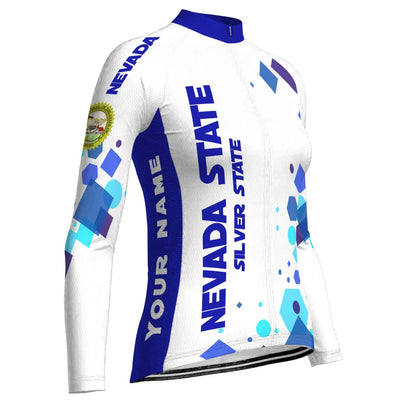 Personalized Nevada Women's Winter Thermal Fleece Cycling Jersey Long Sleeve
